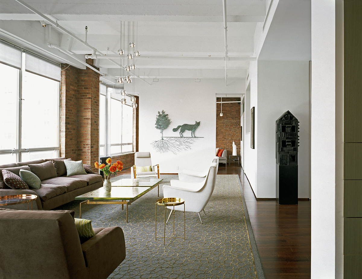 Chelsea Loft Combination, Living Room by Delson or Sherman Architects PC