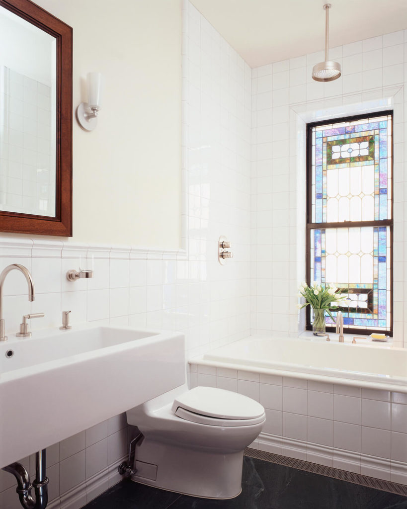Park Slope Limestone, Bathroom by Delson or Sherman Architects